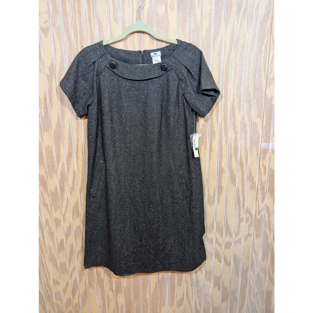 NWT Women's Black Sparkly Short Sleeved Lined Dress by Worthington Size 6